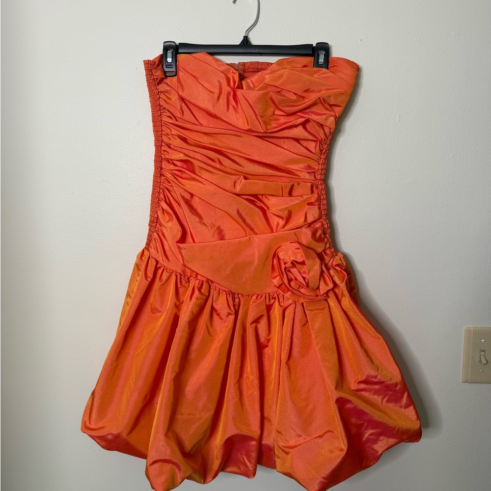 Vintage 80’s Vibrant Orange Strapless Dress